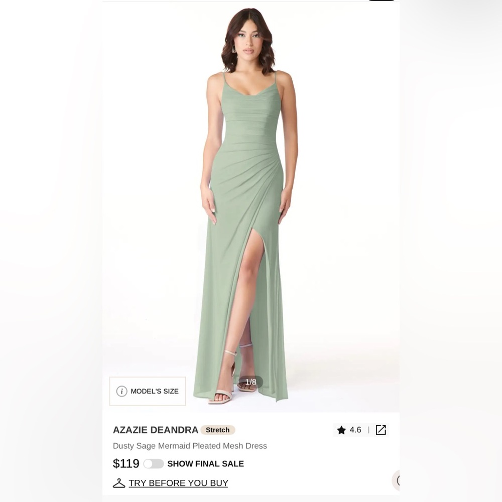 Azazie Deandra Dusty Sage Green Maxi Dress